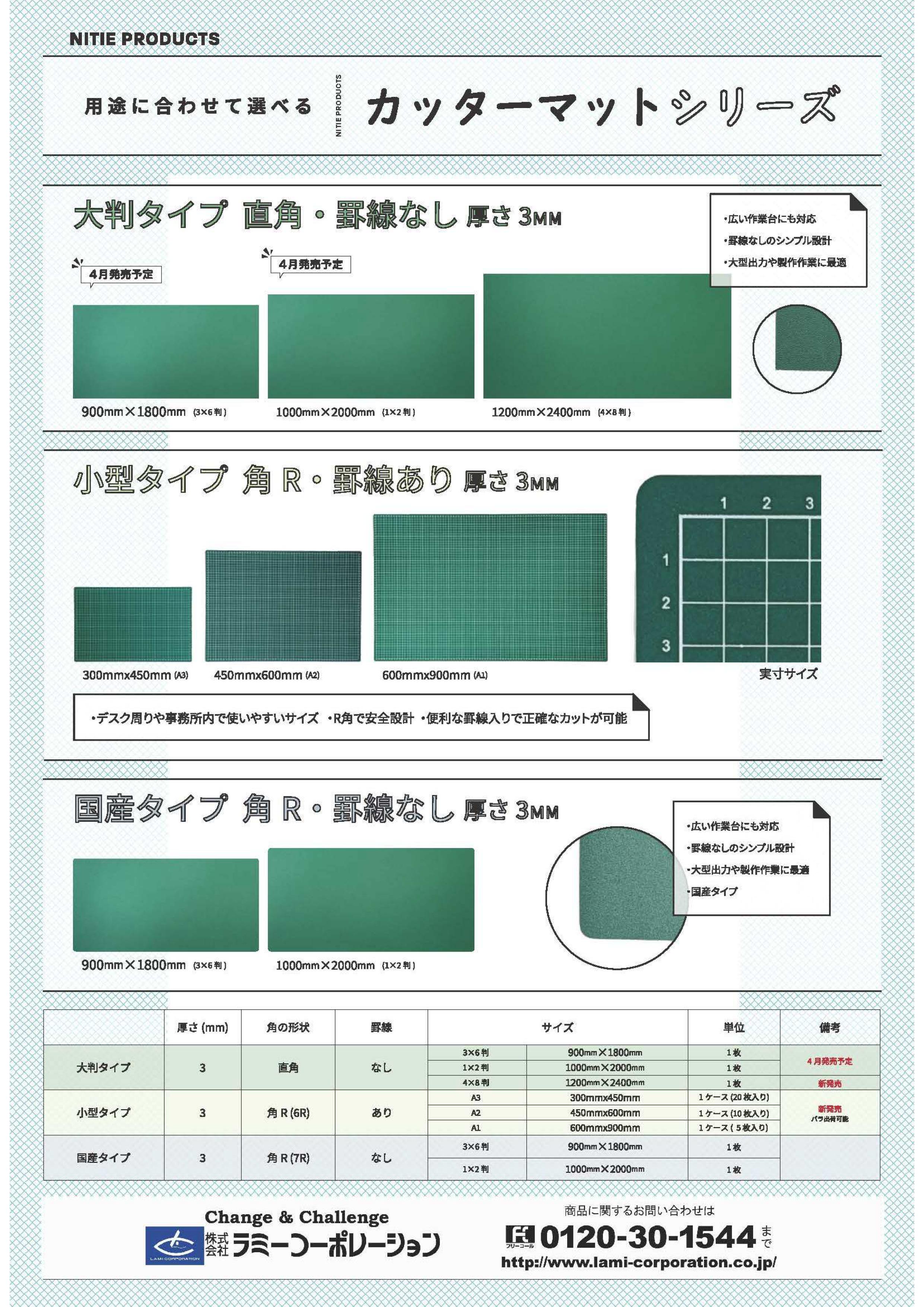 用途に合わせて選べる　カッターマットシリーズ